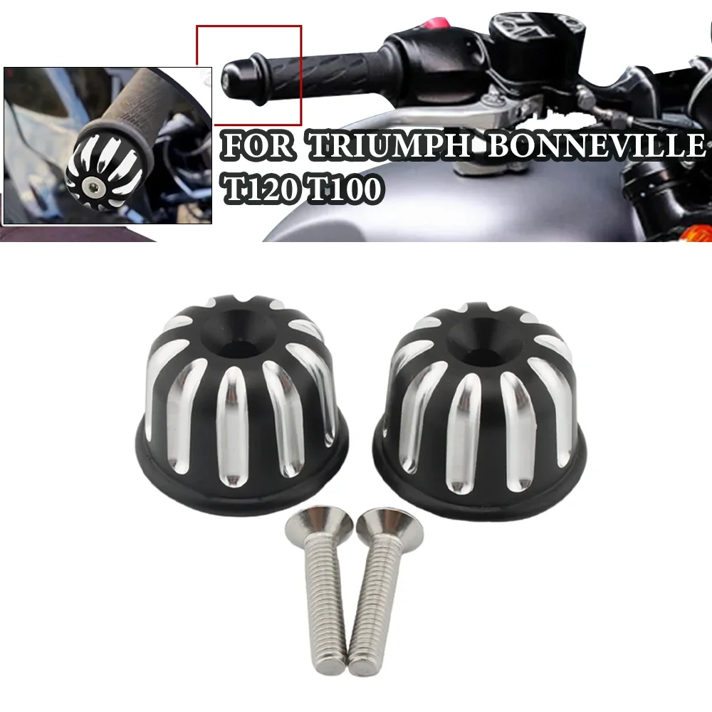 

For Triumph Street Twin Cup Speed Bonneville T100 T120 Scrambler 1200XC Motorcycle Handlebar Grips Handle Bar Cap End Plug Black