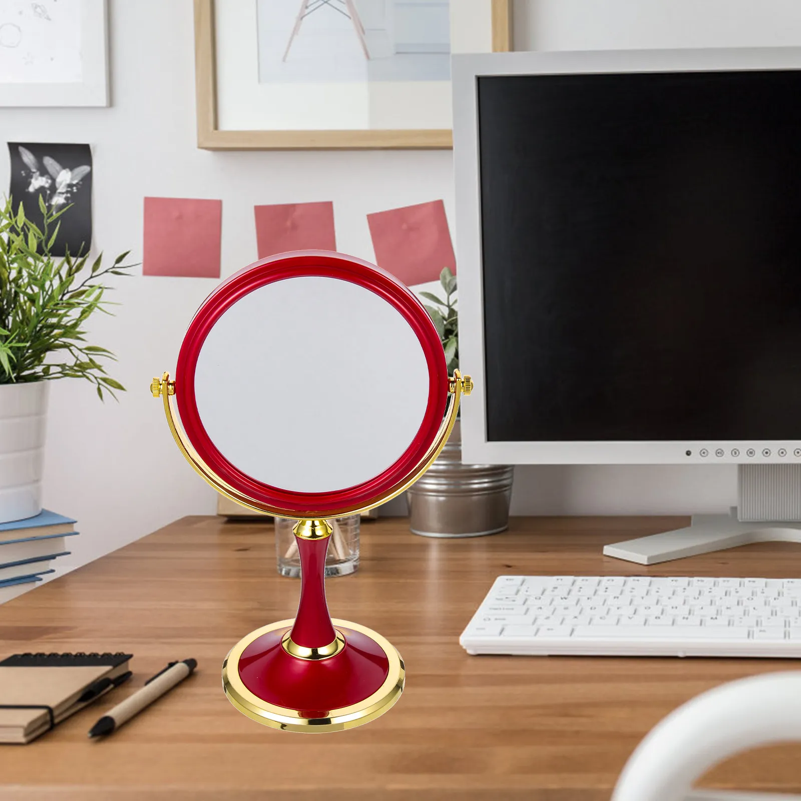 

Зеркало для макияжа с увеличением, двустороннее, настольное, вращающееся, для ежедневного использования и домашнего декора