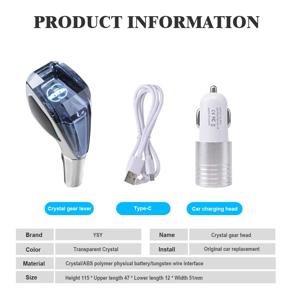 New Car Universal Crystal Handle Gear Shift Knob Gear Head with LED RGB 7colors