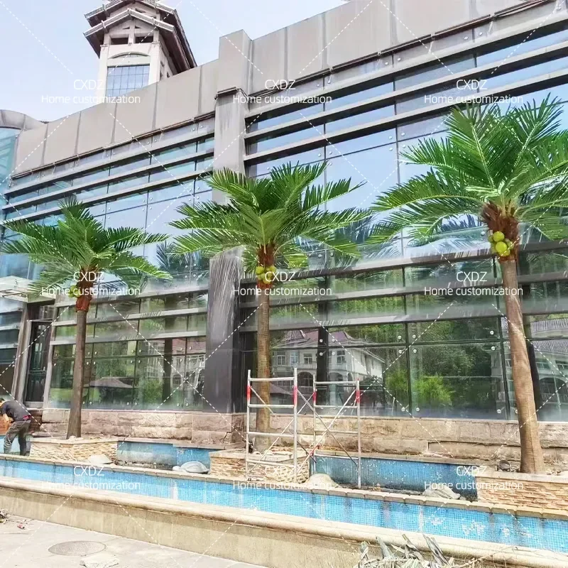 Large Artificial Fiberglass Coconut Tree Green Plant Decoration for Shopping Mall Floor Display Factory Direct Sale