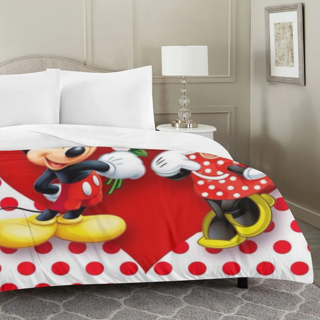 Lovely Mickey Minnie Mouse Double Bed Sheets Set Complete Case Double Linen Quilt Cover