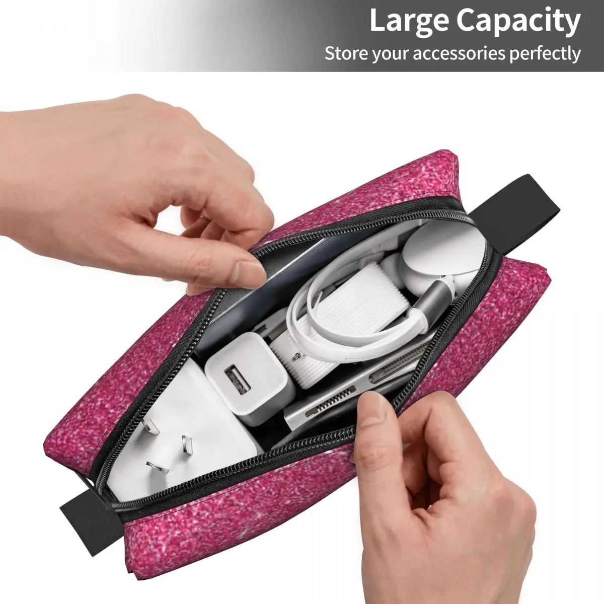 Pink Glitter Sparkle Diamond Travel Toiletry Bag Bling Crystal Rhinestone Makeup Cosmetic Organizer Beauty Storage Dopp Kit