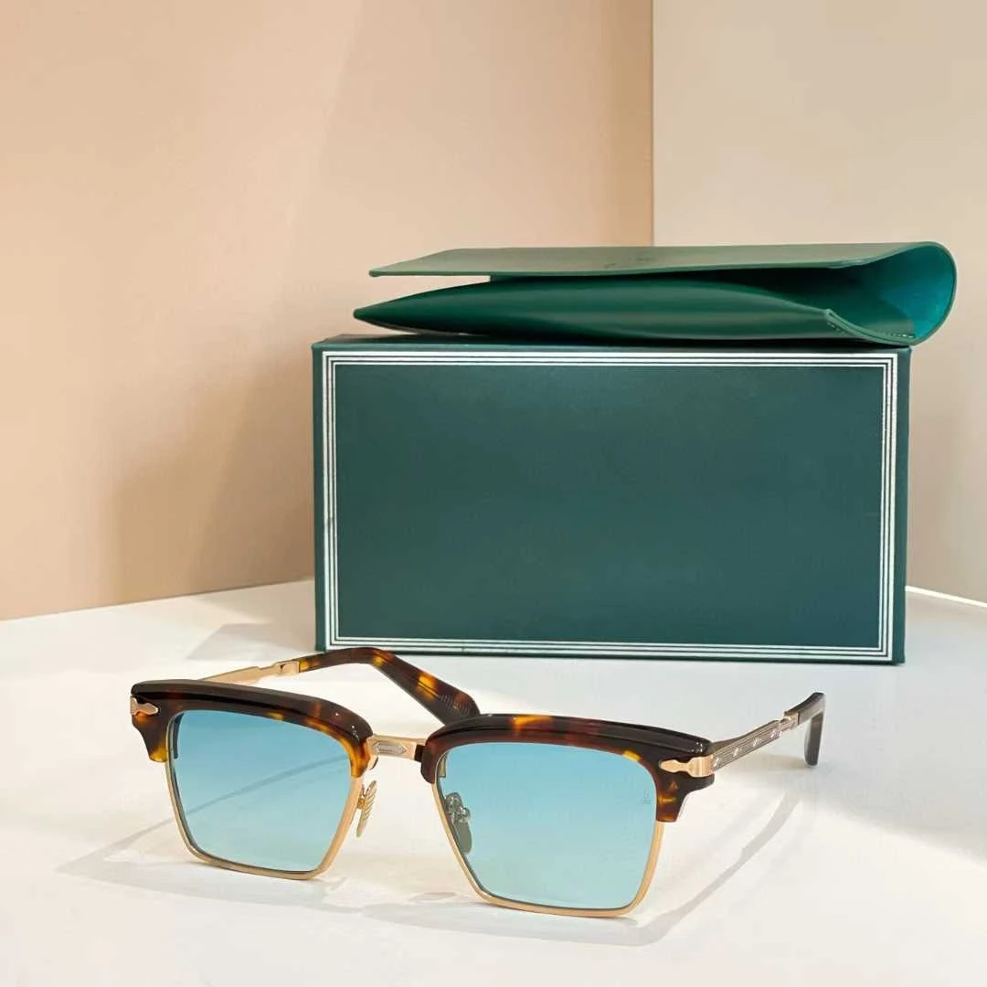 

Heavy Metal JJMM Sunglasses ALIN Luxury Fashion Trend Vintage Alloy-Acetate Half-Rimless UV400 Retro Square Unisex Top Quality