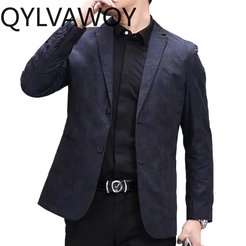 QYLVAWOY Men's Suits and Separates Spring Autumn Blazer Masculino High-end Tops Man Blazer Jacket Coats for Man Business Casual