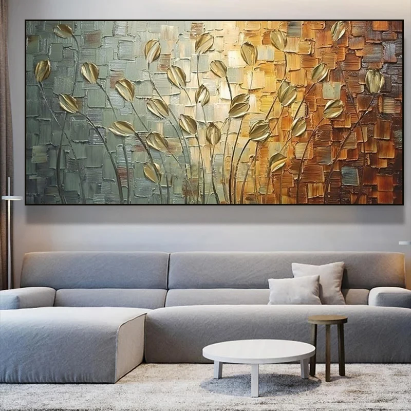 

Modern Abstract Texture Leaf Canvas Oil Painting Decorative HD Prints Spray Printing Mural Decor Texture Leaves Poster Wall Art