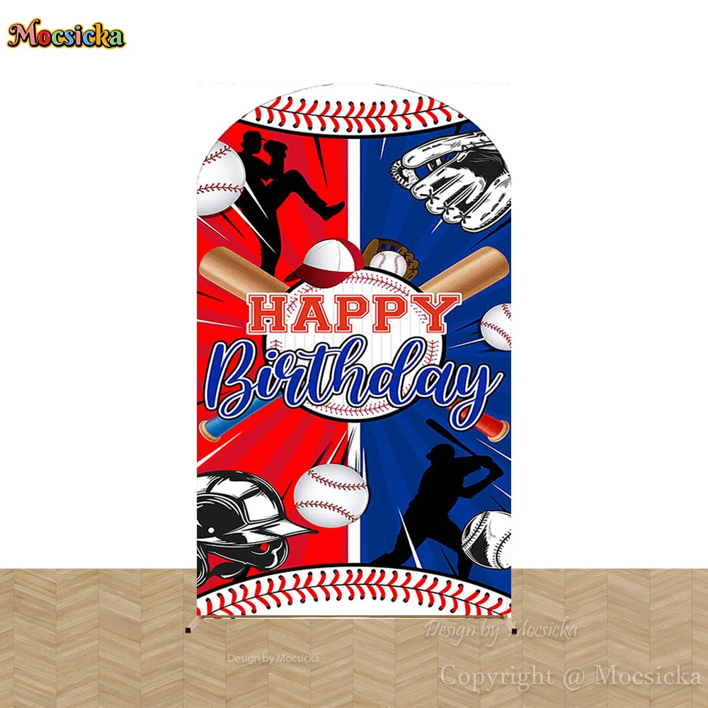 Mocsicka Бейсбол Мальчики Первый День Рождения Крышка Арки Фон Фотография Кувшин Спортивный Фон Детский Торт Smash Фотобудка