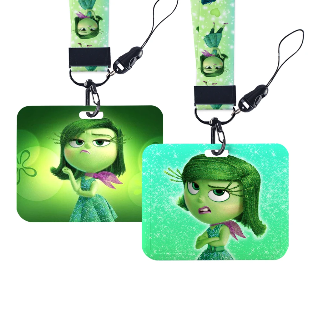 Inside Out Disgust Disney Neck Strap Polyester Stationery ID Card Holder Lanyard Keychain ID Badge Holder