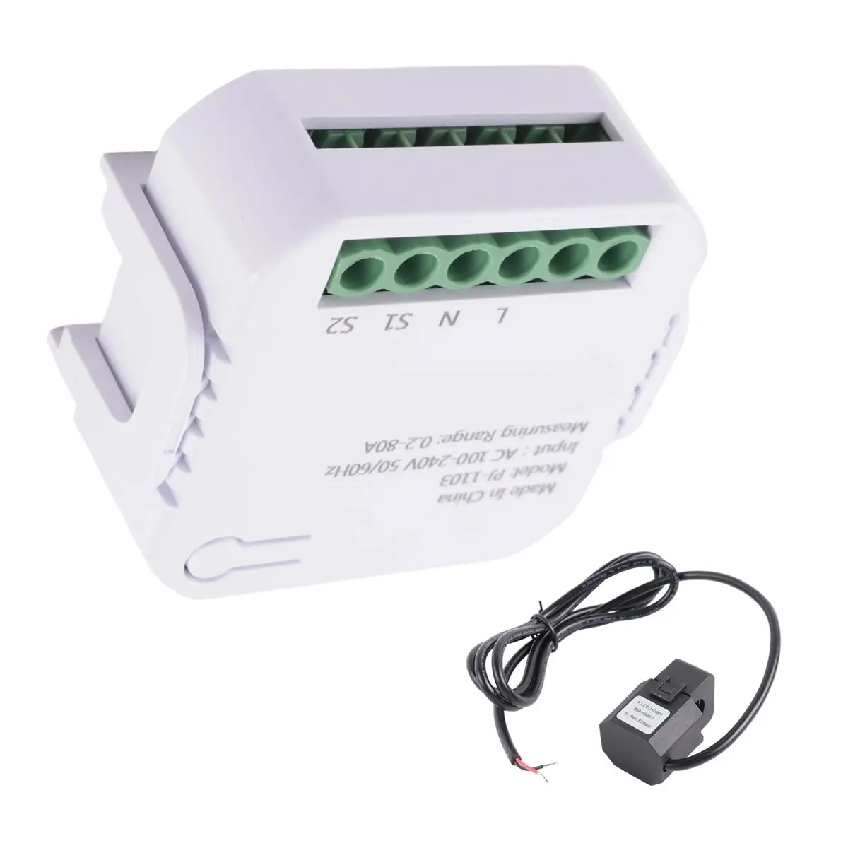 L63A Tuya Smart Life WiFi Meter 80A with Current Transformer Clamp KWh Power Monitor Electricity Statistics110V 230V