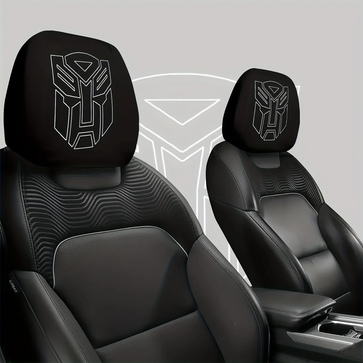 2 Stück Transformers Logo Kopfstützenbezüge, universelles Zubehör für die Innendekoration von Auto- und LKW-Sitzen – Detail 4
