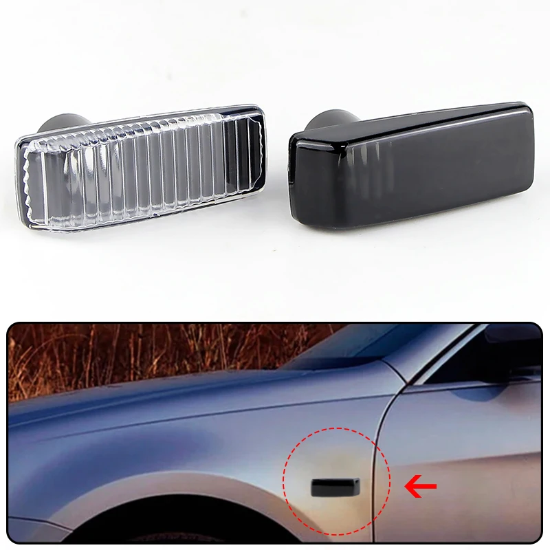 

2PCS No Bulbs/Socket Front Side Marker Light Lens Cover Housings For Mercedes-Benz W201 W202 W124 W140 R129 OEM# A2028201621
