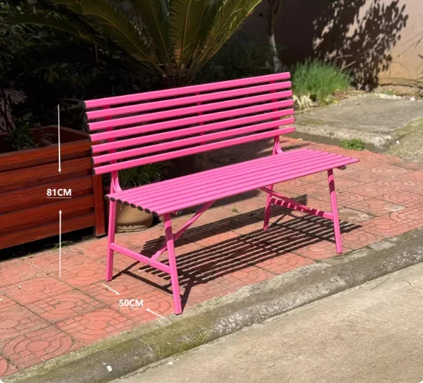 Wrought Iron Long Backrest Leisure Bench For Park Square Courtyard Balcony Internet Famous Style
