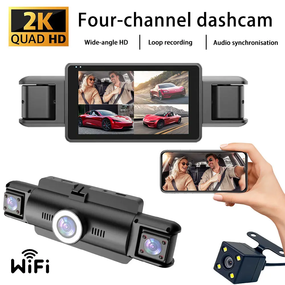 

HONGTONG 1080P 2K Обнаружение движения 3-дюймовый видеорегистратор 3 канала с Wi-Fi Автоэлектронный автомобильный черный ящик