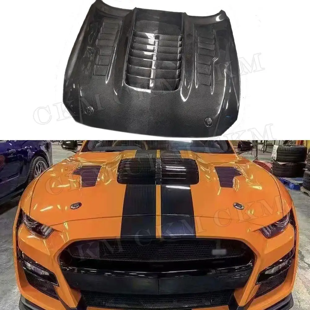 

CKMUUER передний бампер из углеродного волокна, крышка капота двигателя, аксессуар для Ford Mustang 2015 2016 2017, комплекты кузова капота двигателя FRP