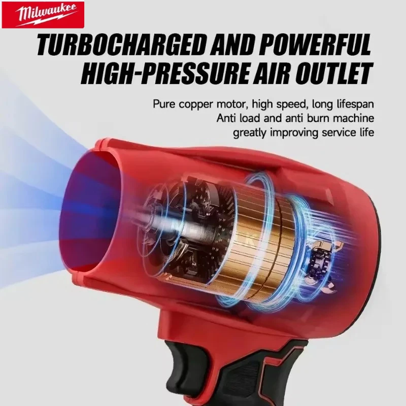 

Milwaukee 30000RPM Brushless Air Blower Cordless Turbo Fan Handheld Violent Fan Dryer 18V-20V Rechargeable Dust Blowing Tool