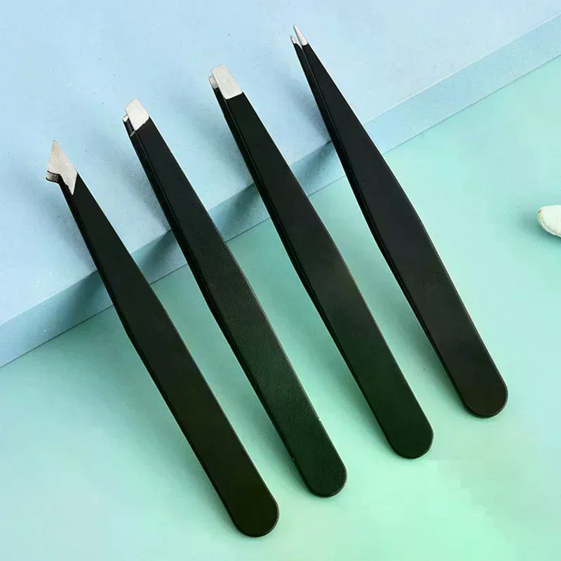 1Pcs Precision Stainless Steel Tweezers For Eyebrow Hair Facial Hair Removal Splinter Blackhead Slant TipAngle Tip Pointed Tip