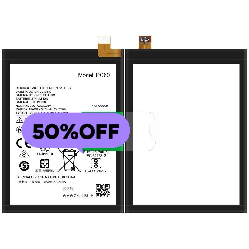 

PC60 for Motorola G54/G54 Power Mobile Phone Fast Charging Battery High Capacity Battery Replacement Bateria with Tools
