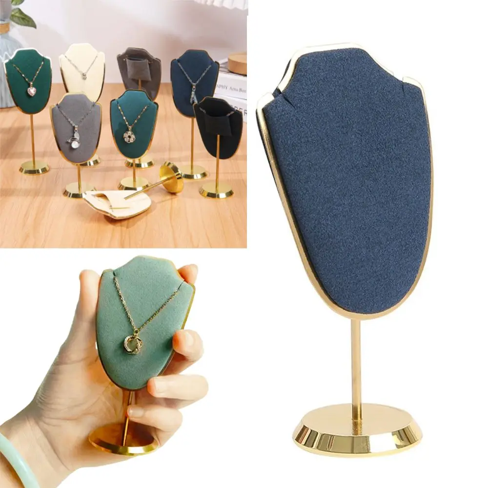 Ultra-Small Mini Jewelry Display Stand Velvet Multi Functional Necklace Pendant Holder Metal Base Exhibition Shelf