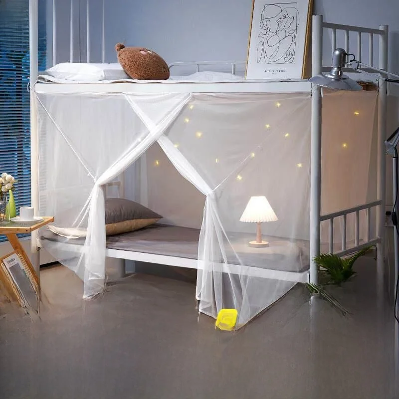 2026 New Student Dormitory Mosquito Net Single Bed Upper Bunk Patterned 12m Long Children's Bedding Nylon Top Material
