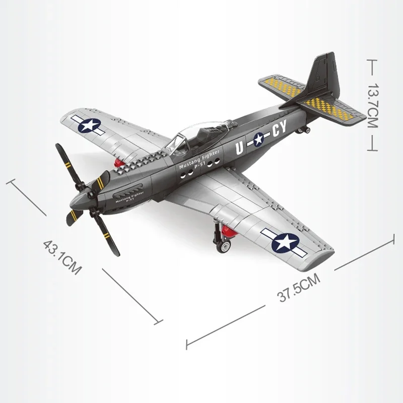 Militare USA P-51 Mustang Fighter Jets modello Building Blocks aereo tecnico aereo MOC armi mattoni giocattoli per regali per adulti