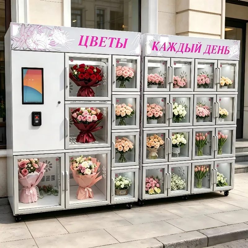 24-Locker Fresh Flower Cold Room Customizable  SDK Function CE / Certification Smart Touch Screen  Flower Locker