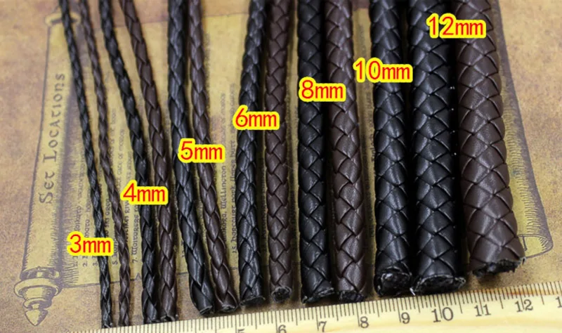 REGELIN 5 metro Marrone Intrecciata In Pelle PU Braccialetto Risultati Dei 3/4/5/6 millimetri Cavo di Cuoio Rotondo stringa di Corda FAI DA TE