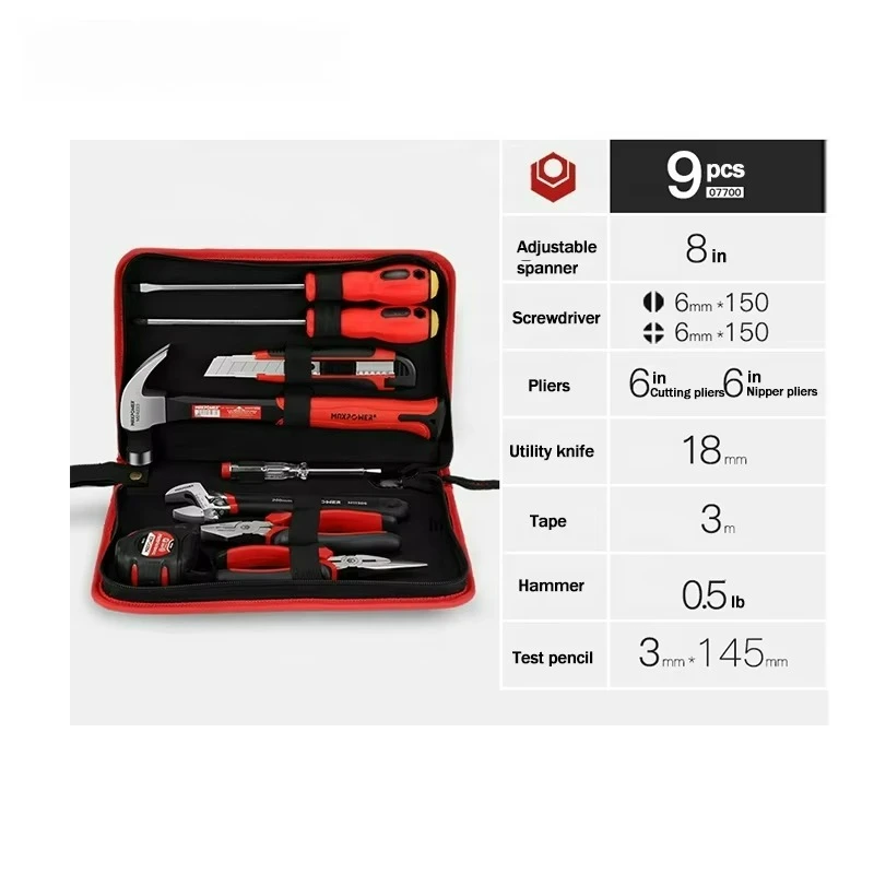 Set di utensili manuali da 9 pezzi Set di cacciaviti e pinze per manutenzione domestica con custodia facile da trasportare