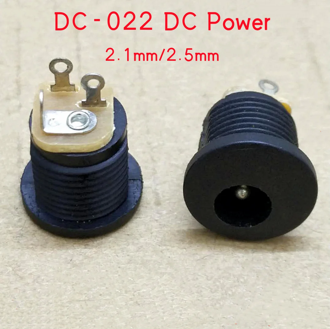 10pcs DC-022 DC022 5.5x2.1mm 5.5*2.1mm 5.5x2.5mm 5.5*2.5mm DC Power Socket dc connector Panel Mounting with Screw Nut