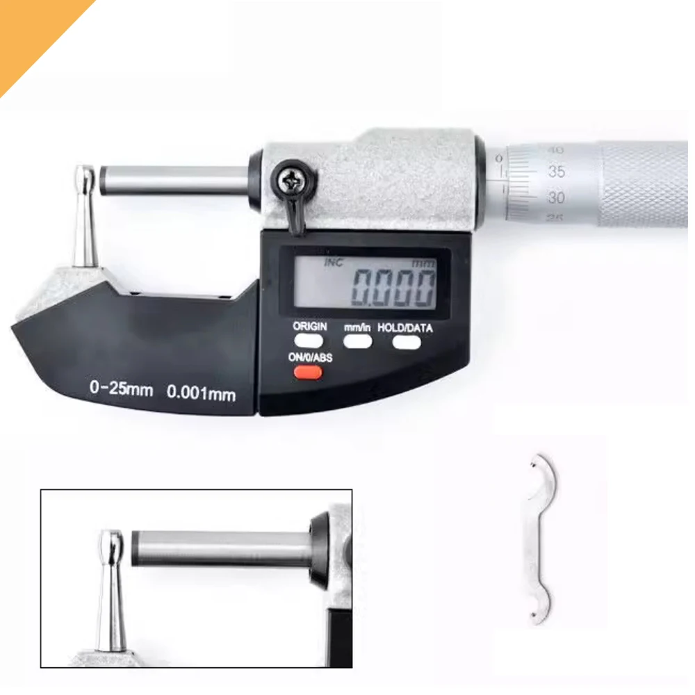 0-25MM Digital Display Outer Diameter Micrometer Large LCD Screen/wall Thickness Waist Drum Mechanical Micrometer