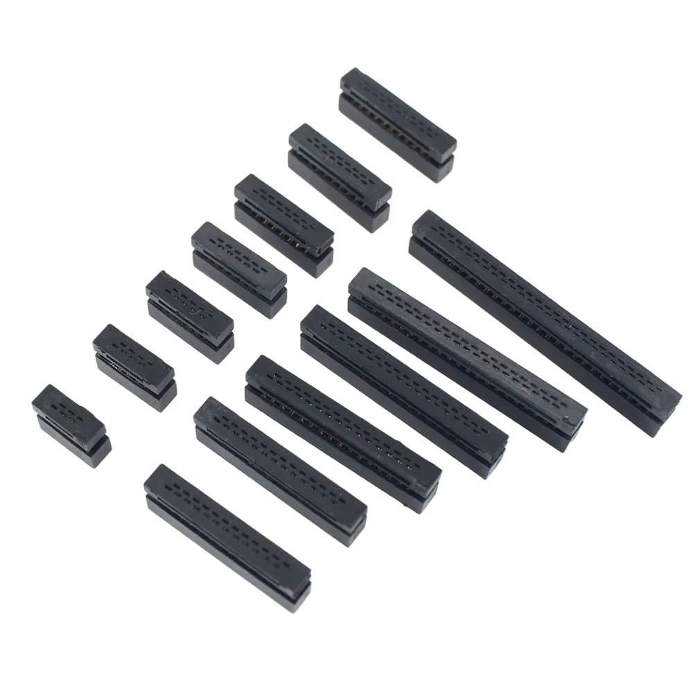 10pcs FC 1.27mm 6 8 10 12 14 16 20 24 26 30 34 40 50 Pin IDC konektor soket Header wanita untuk 0.635mm kabel datar Pitch 10P