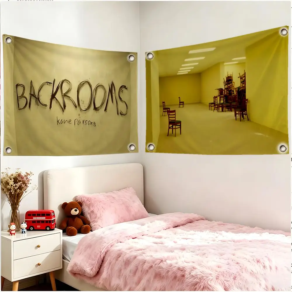 Creepypasta Mystery The Backrooms Flags Borderless Four Ring Ornament Indoor Outdoor Decoration Quick Hang Install