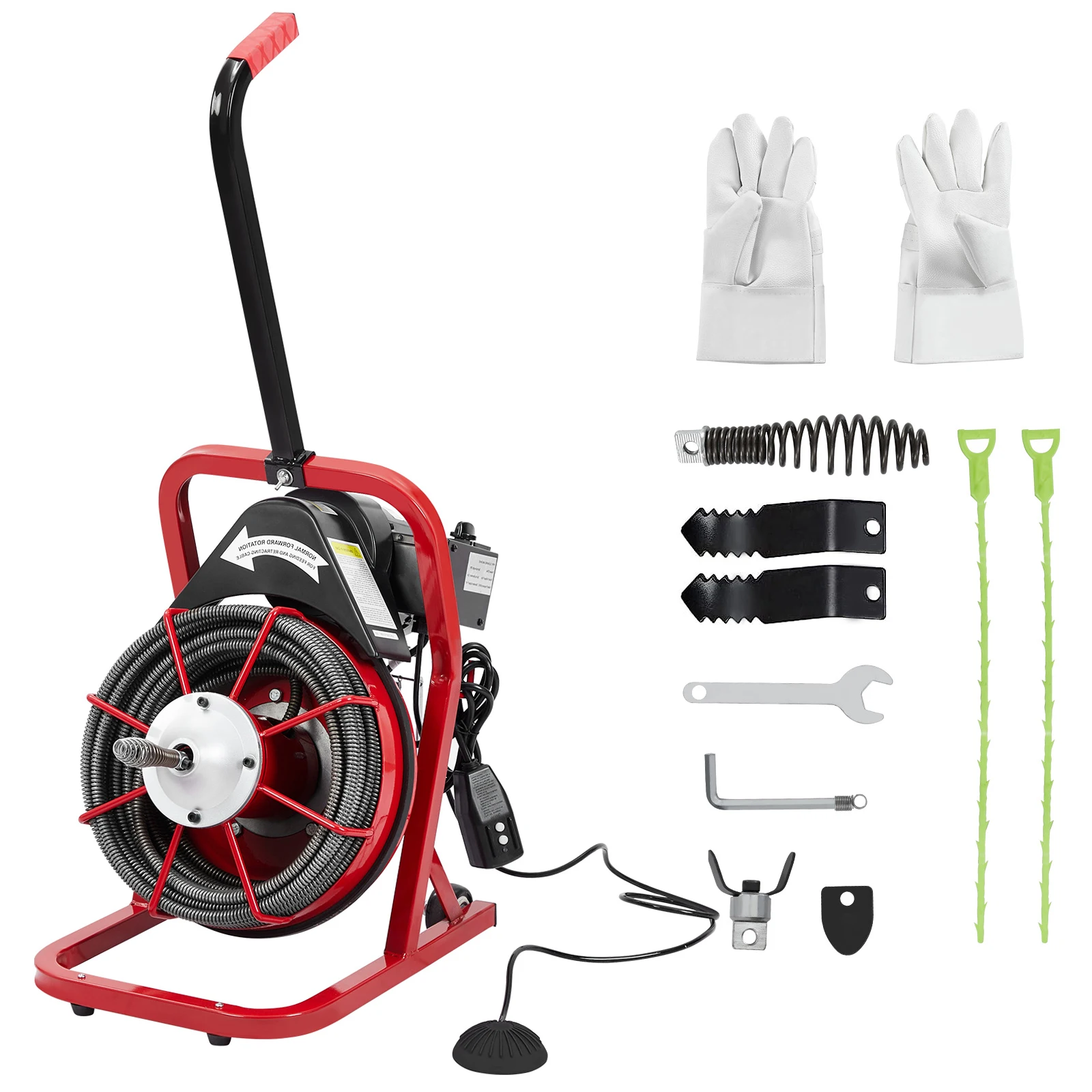 75 Ft X 1/2 Inch Drain Cleaner Machine,Portable Electric Drain Snake With 4 Cutters & Foot Switch For 1 to 4 Inch Pipes