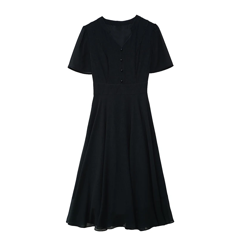 เดรสชีฟองลำลองสีพื้นสำหรับผู้หญิง ฤดูร้อน 2025 ชุดเดรสยาวสำหรับงานพรอมหรืองานปาร์ตี้สุดชิค ชุดเดรสทำงานทรงบอดี้คอนสไตล์วินเทจสำหรับสุภาพสตรี