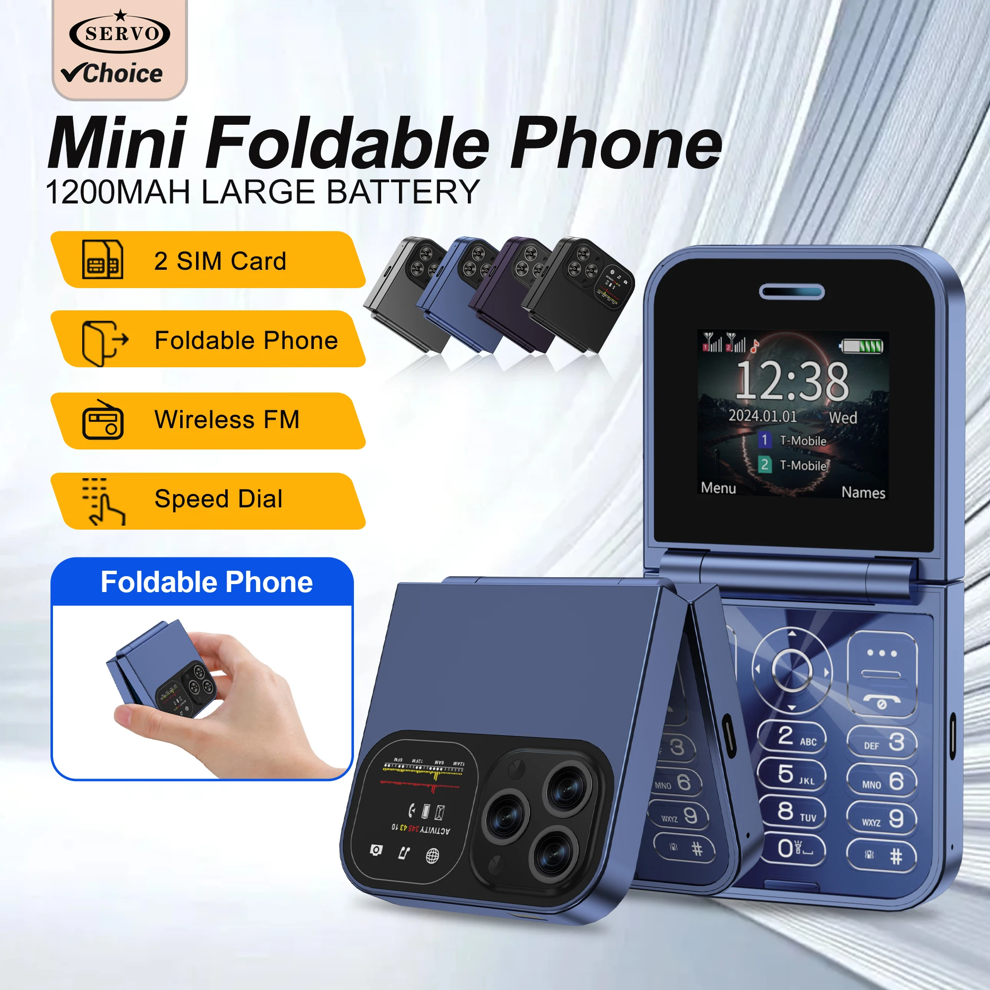SERVO F15 MINI Small Flip Mobile Phone 2G GSM Speed Dial Magic Voice Call Recording FM Radio 2SIM Mini Foldable Button Cellphone