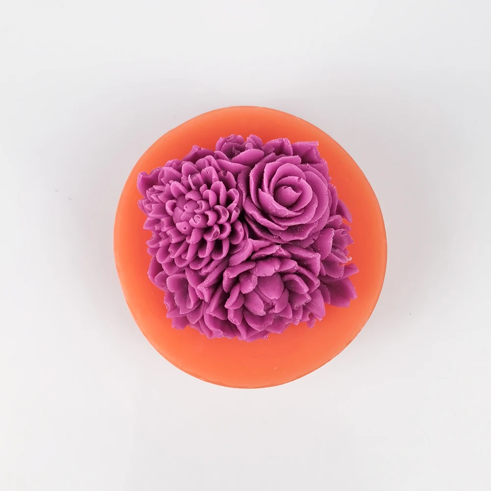 

PRZY Mix Floral Bouquet Flower Base Decoration Plant Soap Silicone Flower Mold Roses Candle Moulds Making Clay