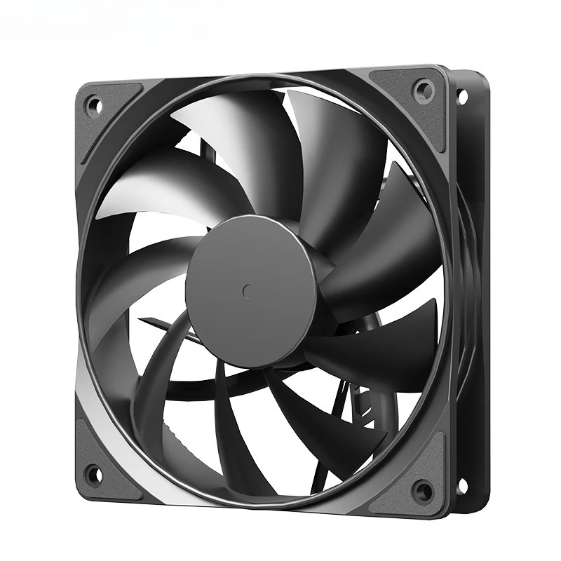 Desktop Computer 12cm Chassis Fan, Temperature-controlled Matte Ultra-quiet Black 4pin Large Air Volume Cooling Fan