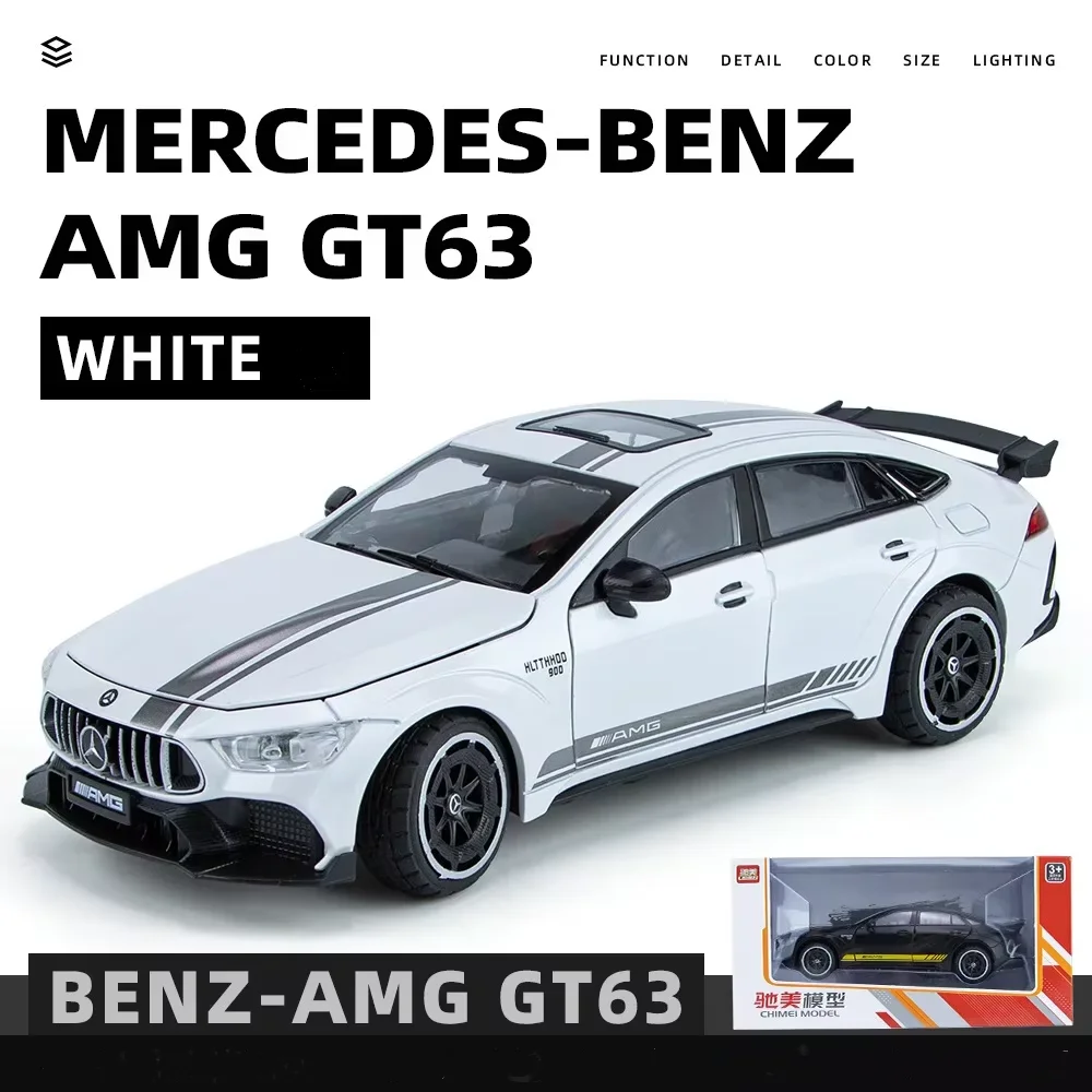 1:24 Mercedes Benz AMG GT63 Sports car Simulation Diecast Metal Alloy Model car Sound Light Pull Back Collection Kids Toy Gift