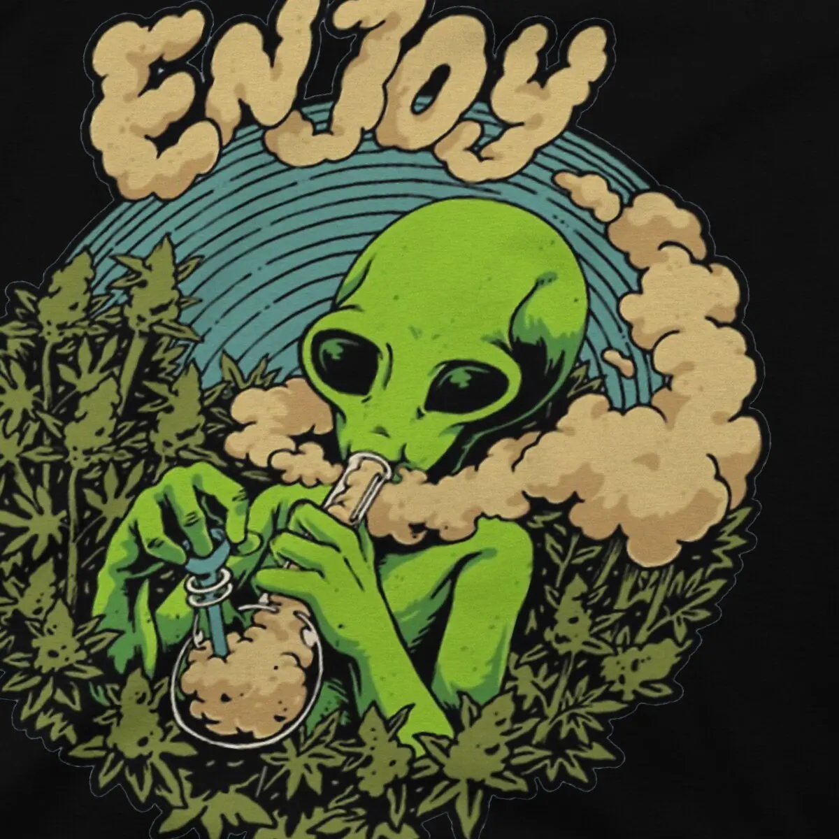 Weed Marijuana 420 Smoking Polyester TShirts Kush Invasion Print Men\'s T Shirt New Trend Tops