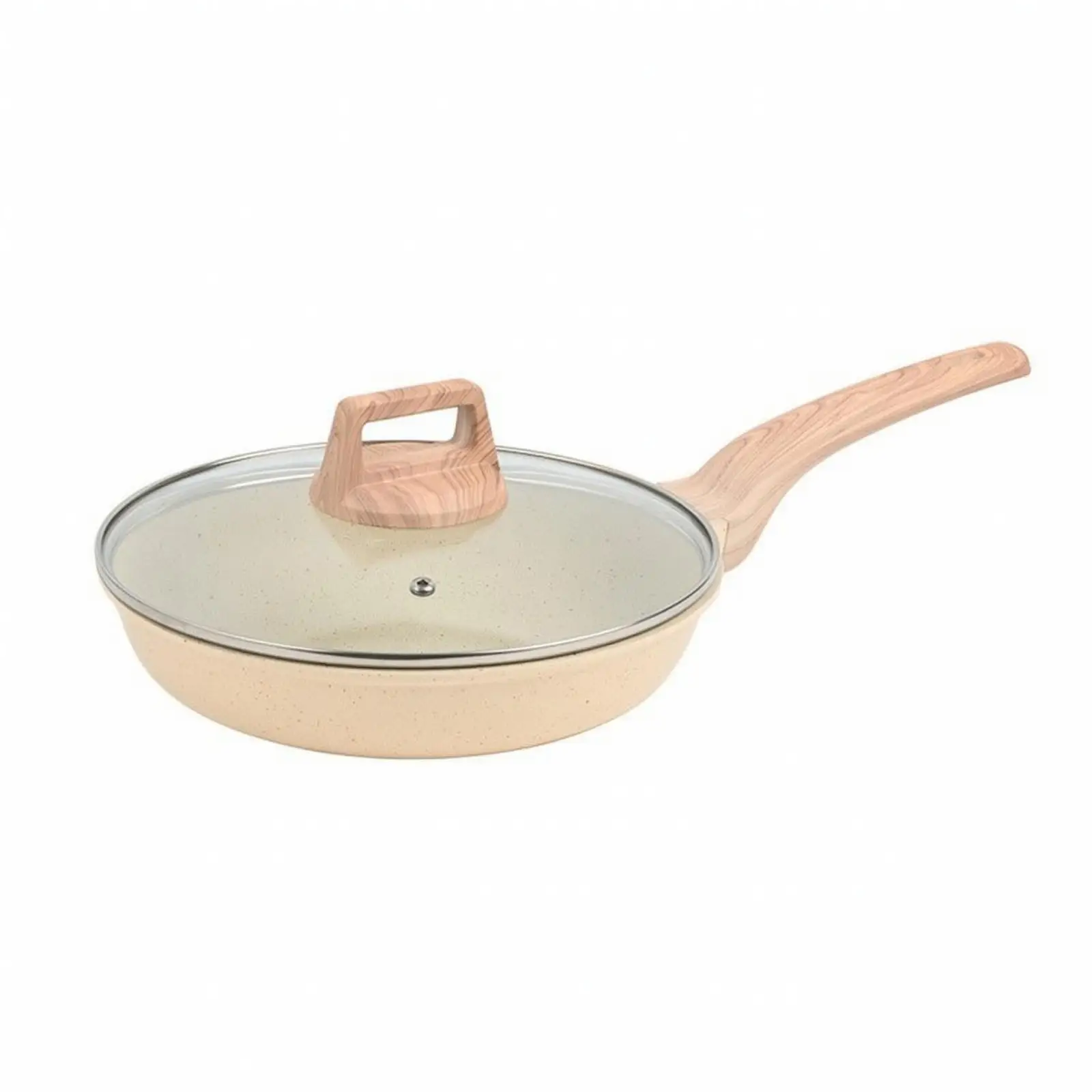 Die Cast Aluminum Nonstick Cooking Pan with Wood Grain Bakelite Handle for Gas Electric Induction Stove