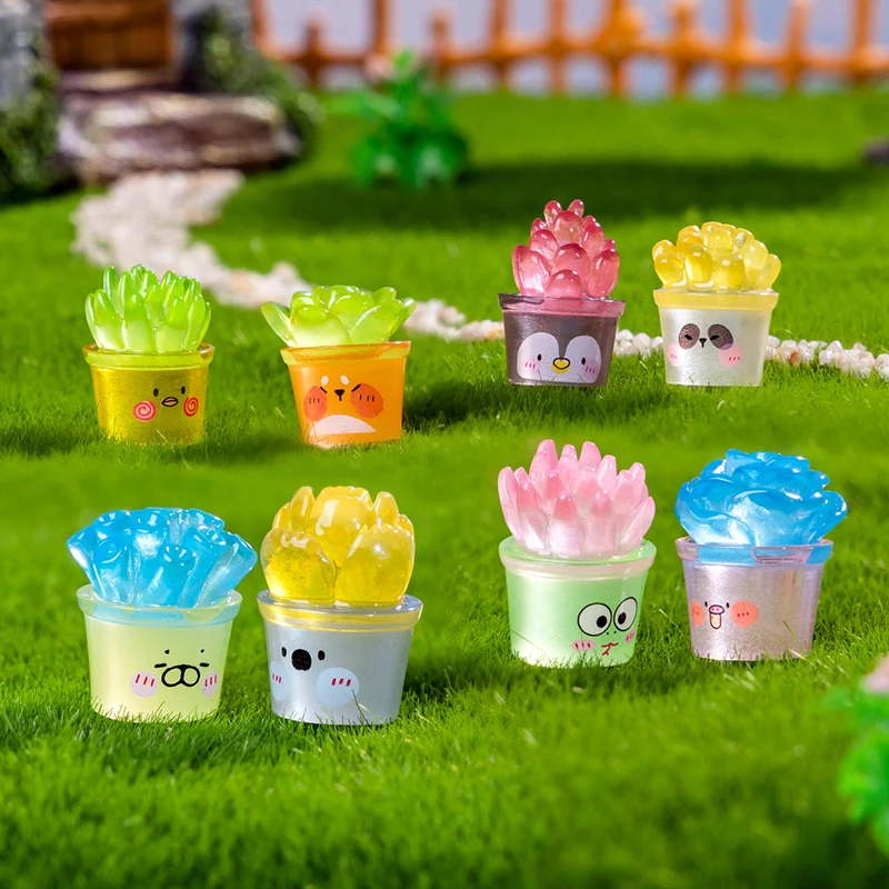 1pc Creative Cute Mini Luminous Succulent Micro Landscape Ornaments Miniature Figurines DIY Home Decoration Accessories Gifts