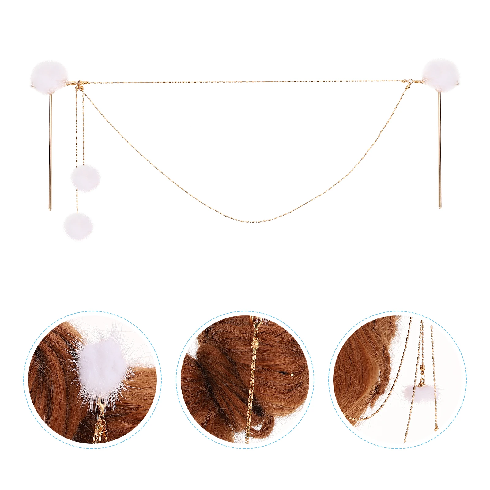 

Classical Hairpin Chinese Style Double Chain Tassel Hair Fork Easy Match Most Hair Colors Chinese Style Hairpin Double Chain