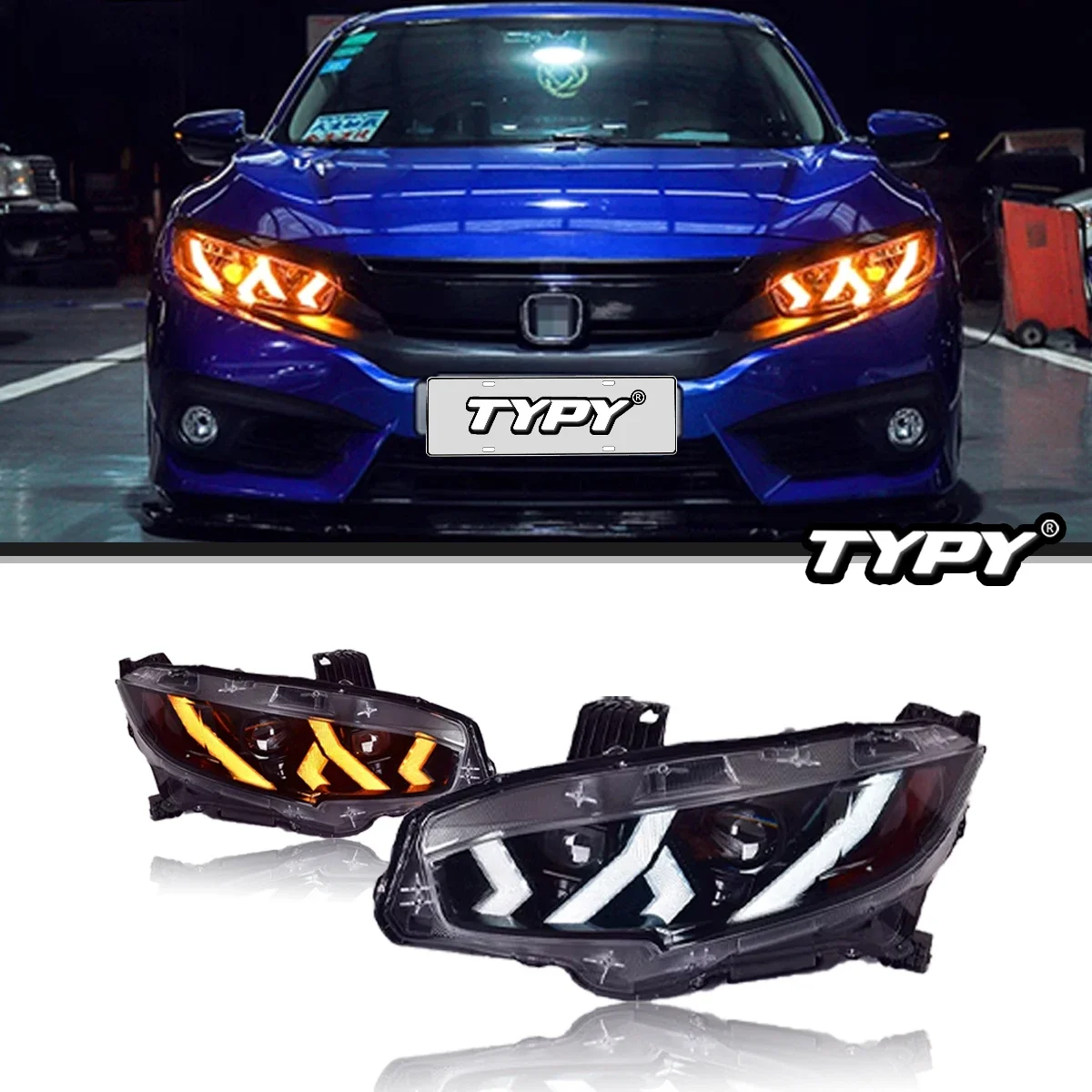 

TYPY Car Lights For Honda civic 10th Headlight 2016-2022 LED Projetor head Lamp Daytime Running Light Automotive Accessories
