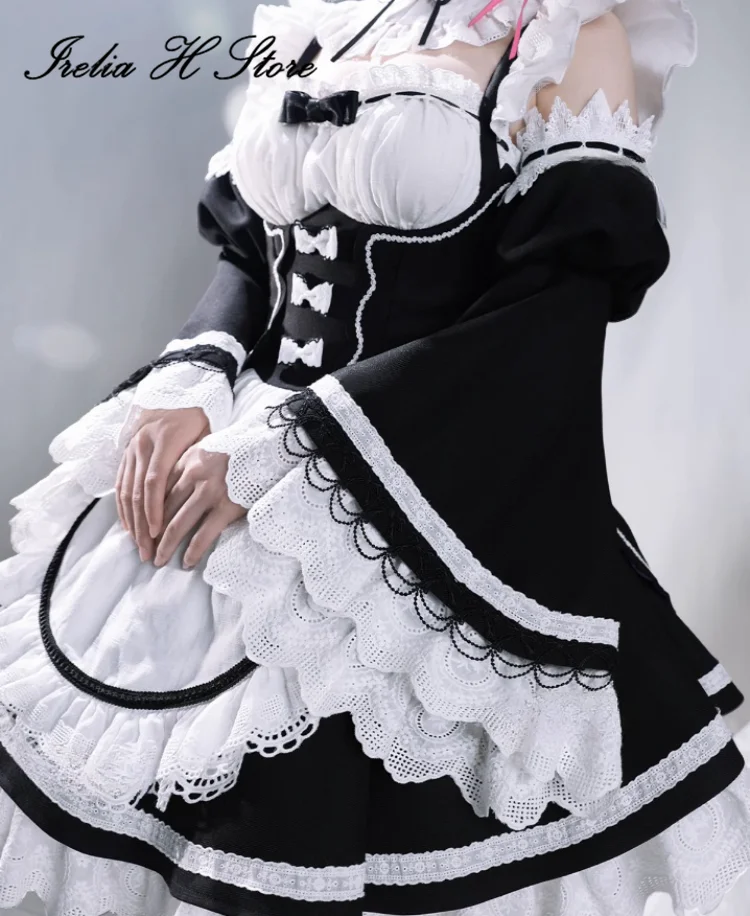 Irelia H Store Re:Life in a different world Rem from zero Rem Maid Cosplay Costume Anime Manor Edition Maid dress female image 3