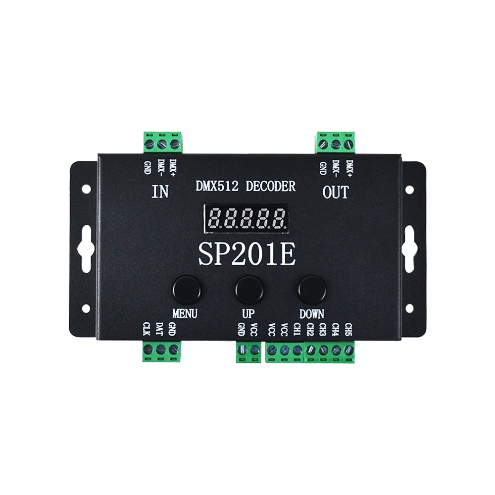 DMX to SPI LED Controller Decoder and WS2812B LED Matrix Panel SP201E 5 Channel DMX 512 RGB WW Decoder Controller SK6812