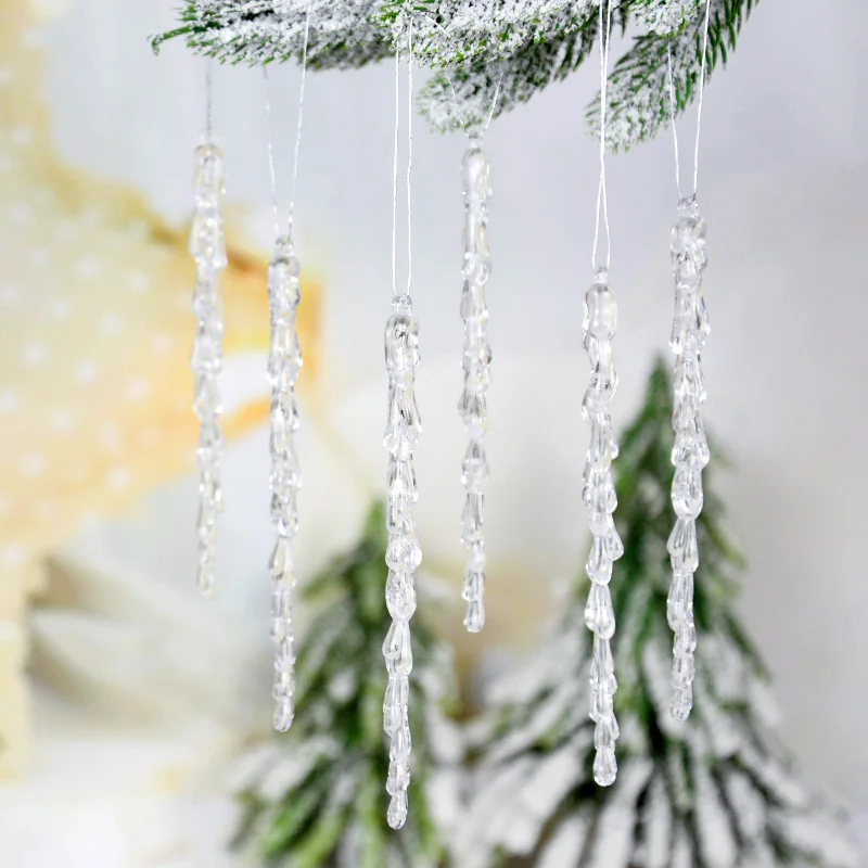 10PC 13cm Transparent Ice Cone Christmas Decor Xmas Tree Hanging Ornament Fake Icicle Navidad New Year Gift Xmas Home Decoration