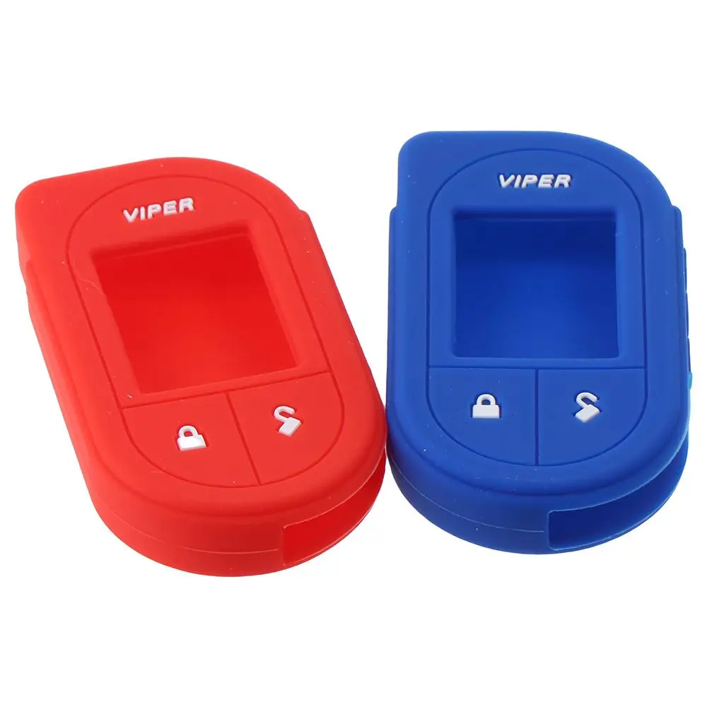 2 Pcs Soft Rubber Car Key Fob Cover Accessories with Button Silicone Remote Cover Case Red/Blue Key Case Shell Viper