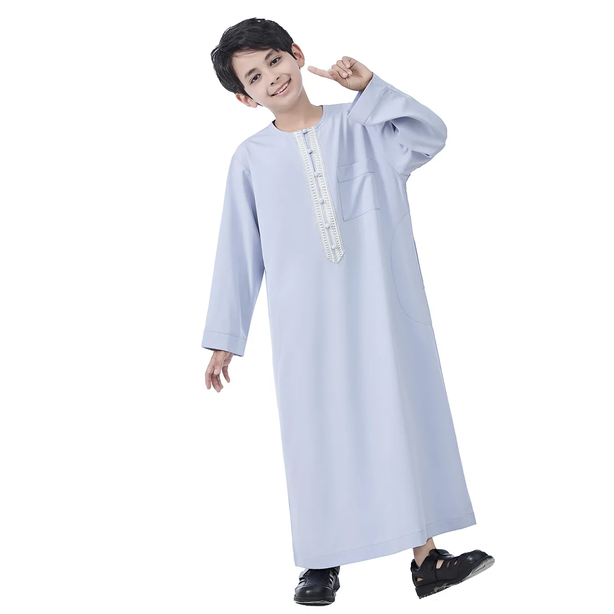 Middle East Long Sleeve Arabic Boy Jubba Thobe Robe Jubba Kid Djellaba Homme Daffah Dishdasha Kaftan Muslim Abaya Islam Clothing