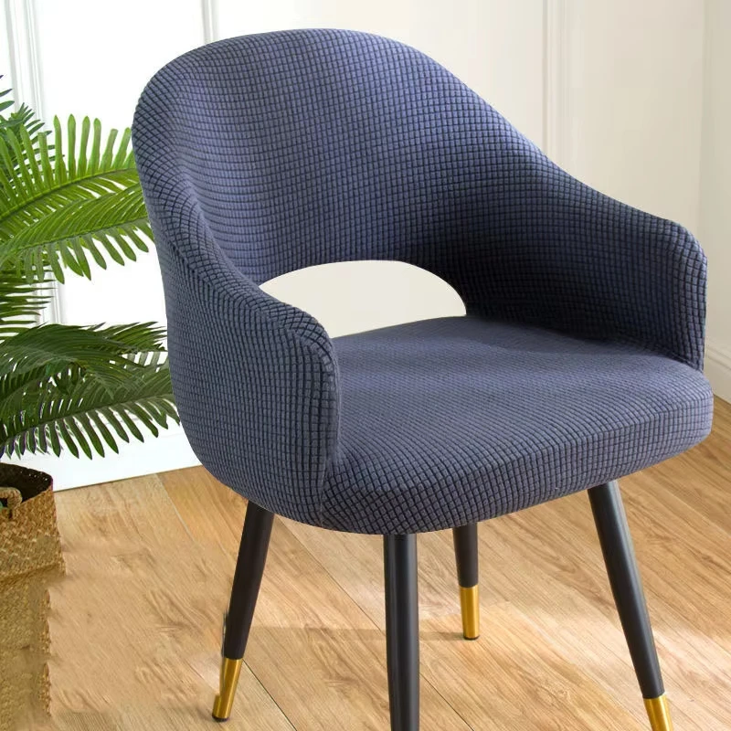 Universal Curved Chair Cover Hollow Back Jacquard Arc Armchair Covers Dining Chair Covers Home Spandex Elastic Dustproof Cover