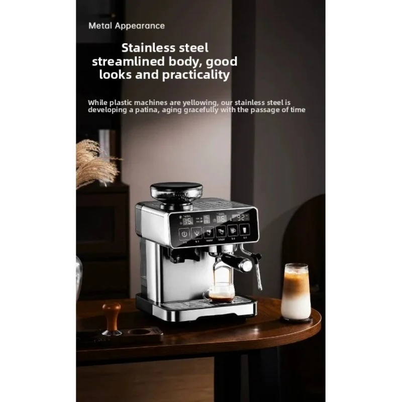 Stainless Steel Coffee Machine Espresso Maker Grinder Steamer Hot Water Dispenser All in One Home Office - view 4