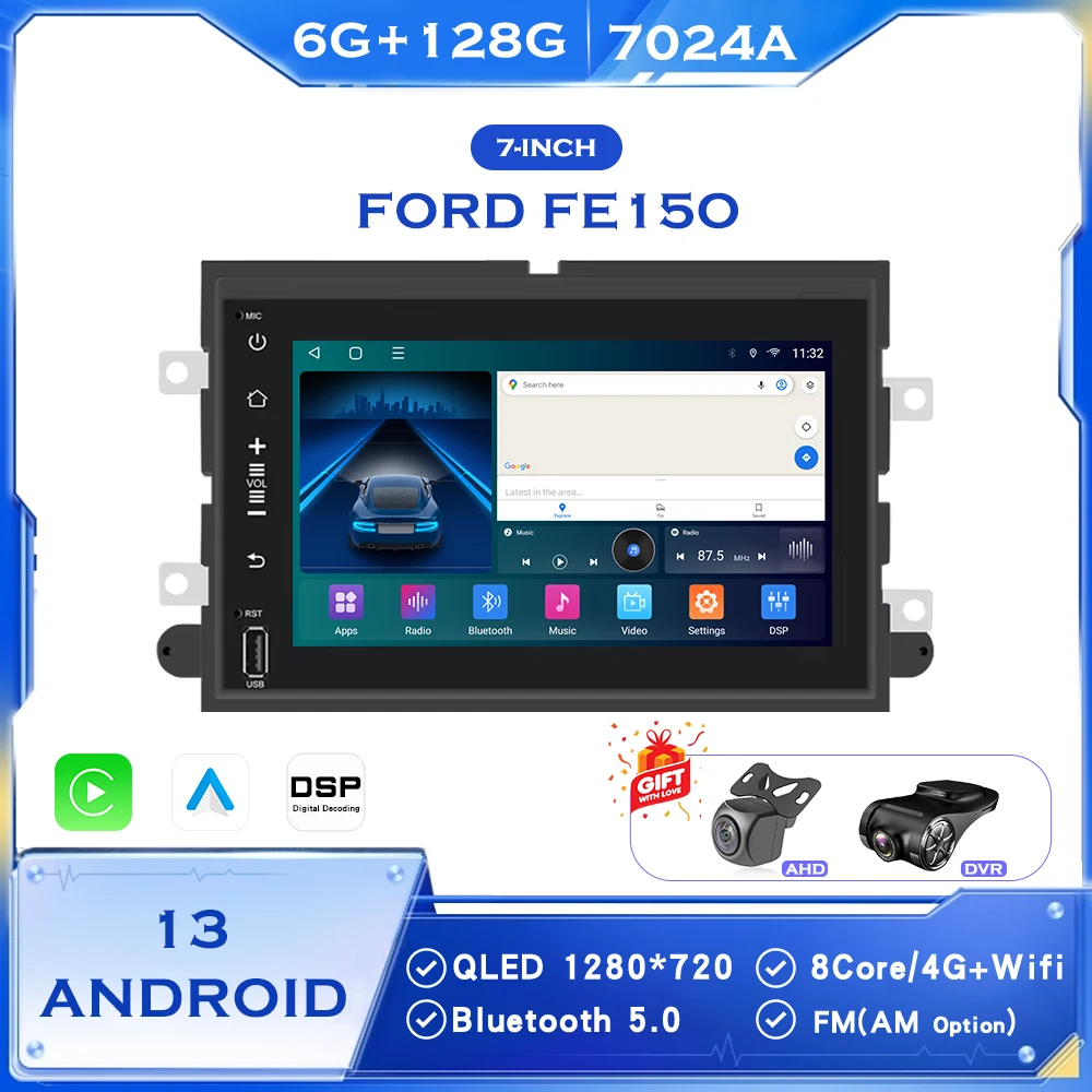 BINGFAN 7 inch for Ford F150 2009-2013 Wireless CarPlay Android Auto Car Radio Multimedia Player GPS WIFI Touch Screen