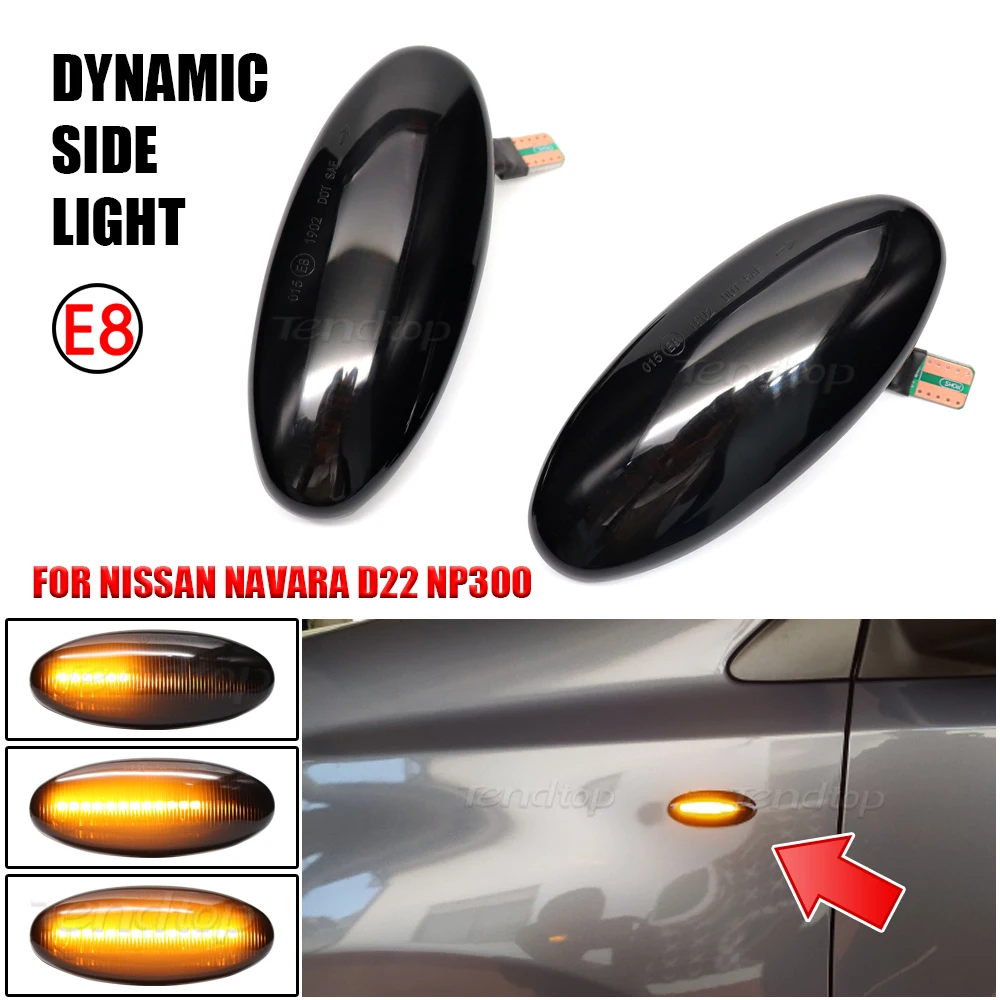 LED Dynamic Side Marker Turn Signal Light Lamp for Nissan Navara D22 NP300 1998-2005 Datsun Frontier Fiera PickUp Terrano